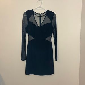 Guess Long Sleeve Mesh Dress with Chain accent